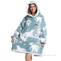 adult oversized home wearable warm fleece blanket hoodie